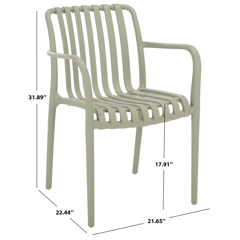 Safavieh Holly Plastic Dining Armchair Set of 2 in Green