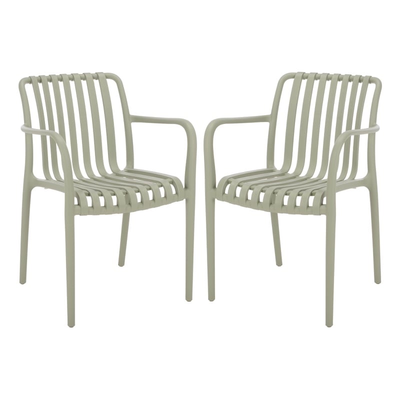 Safavieh Holly Plastic Dining Armchair Set of 2 in Green