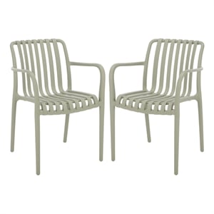 Safavieh Holly Plastic Dining Armchair Set of 2 in Green