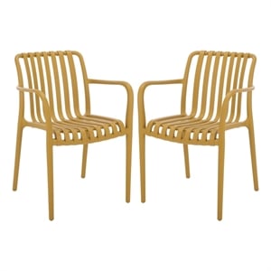 Safavieh Holly Plastic Dining Armchair Set of 2 in Yellow