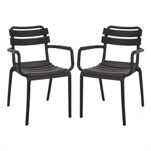 Safavieh Sarah Plastic Dining Armchair Set of 2  in Black