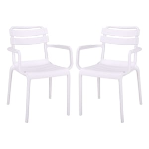 Safavieh Sarah Plastic Dining Armchair Set of 2  in White