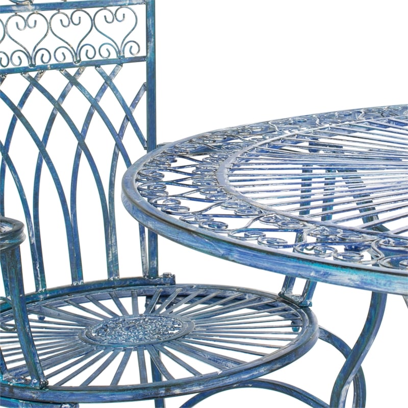 Safavieh Thessaly 5 Pc Iron Dining Set in Blue