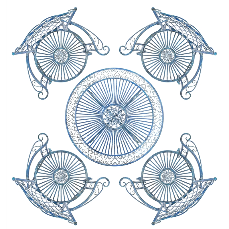 Safavieh Thessaly 5 Pc Iron Dining Set in Blue