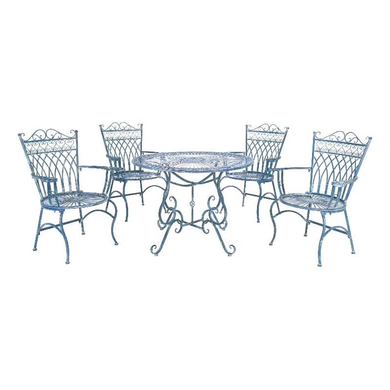 Safavieh Thessaly 5 Pc Iron Dining Set in Blue