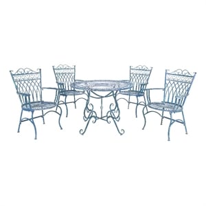 Safavieh Thessaly 5 Pc Iron Dining Set in Blue