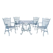Safavieh Thessaly 5 Pc Iron Dining Set in Blue