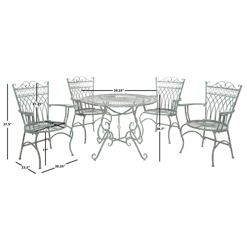 Safavieh Thessaly 5 Pc Iron Dining Set in Green