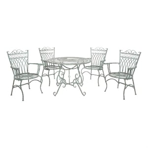 Safavieh Thessaly 5 Pc Iron Dining Set in Green
