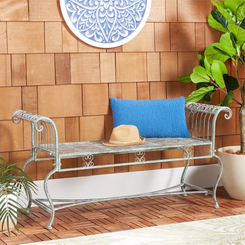 Safavieh Brielle Iron Bench in Green