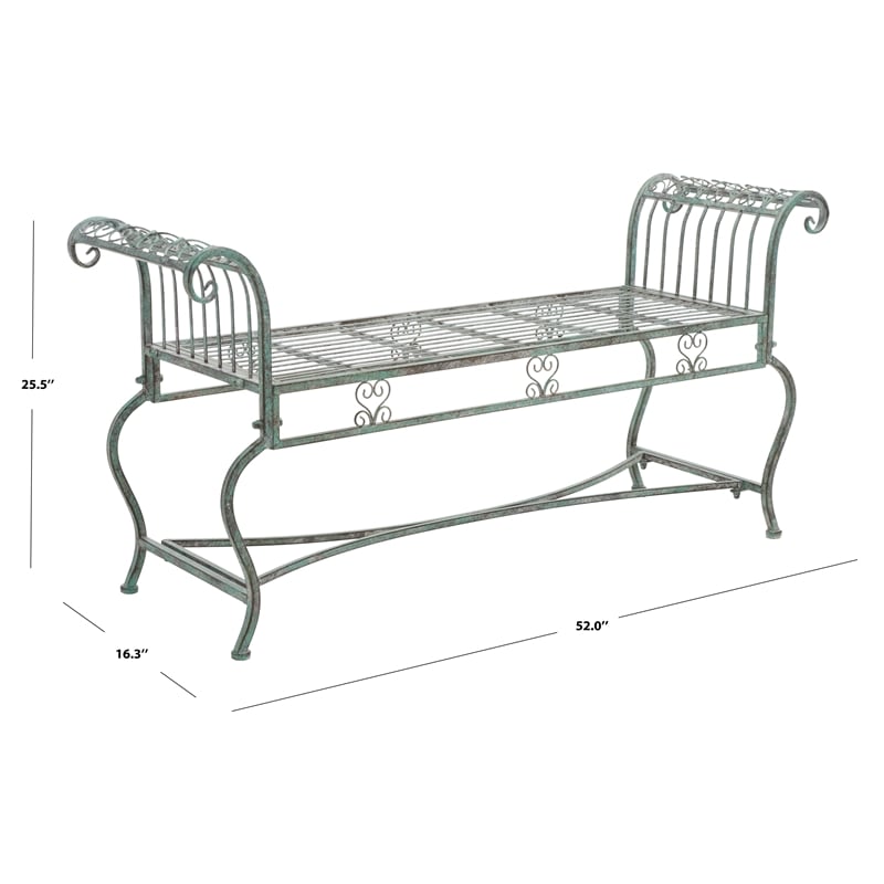 Safavieh Brielle Iron Bench in Green