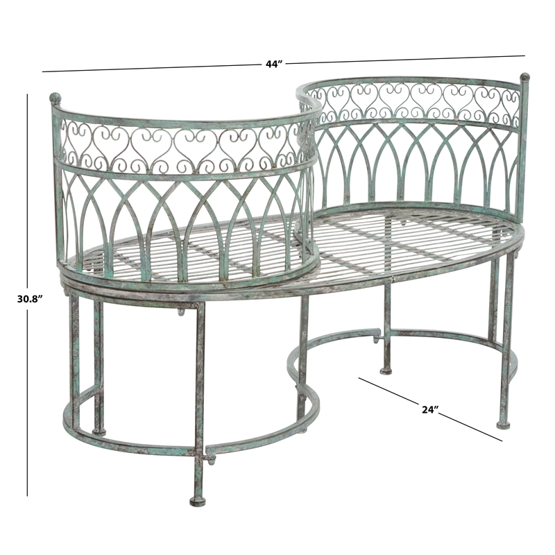 Safavieh Lara Kissing Iron Bench in Green