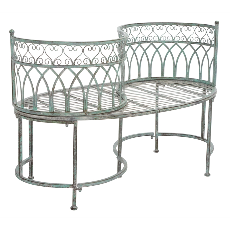 Safavieh Lara Kissing Iron Bench in Green