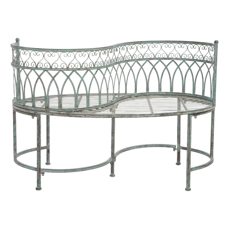 Safavieh Lara Kissing Iron Bench in Green