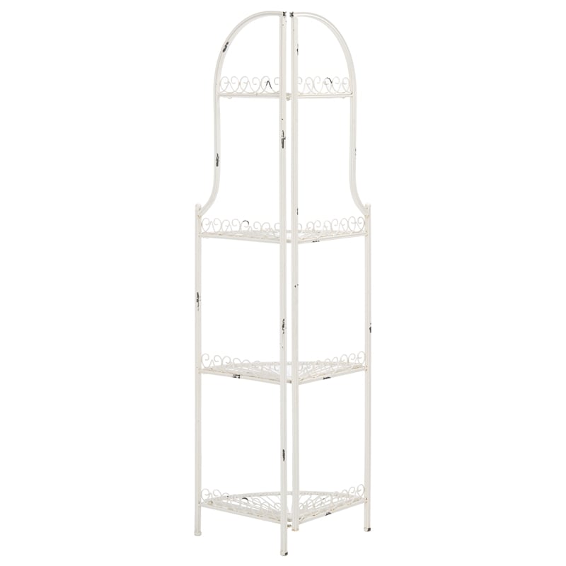 Safavieh Abarrane 4 Tier Iron Corner Shelf in White