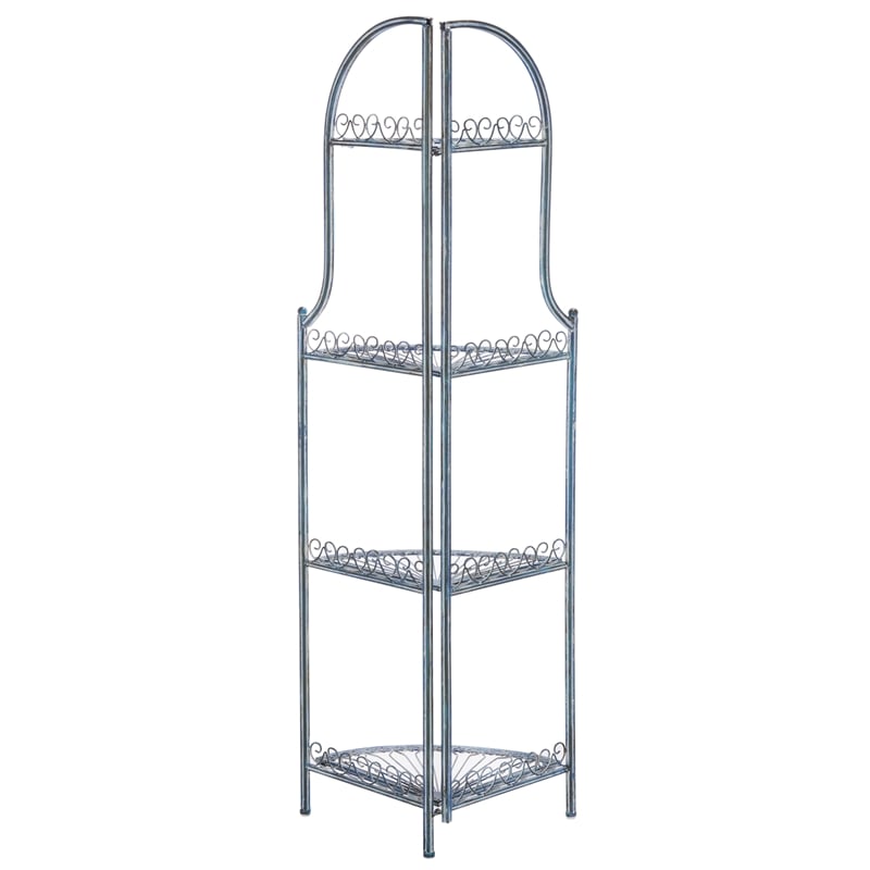 Safavieh Abarrane 4 Tier Iron Corner Shelf in Blue