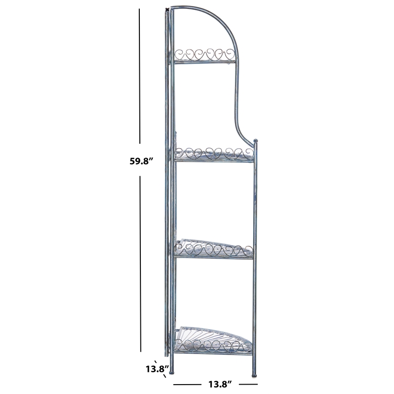 Safavieh Abarrane 4 Tier Iron Corner Shelf in Blue
