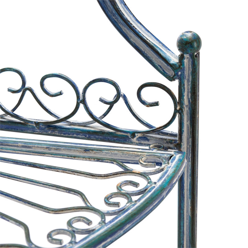 Safavieh Abarrane 4 Tier Iron Corner Shelf in Blue