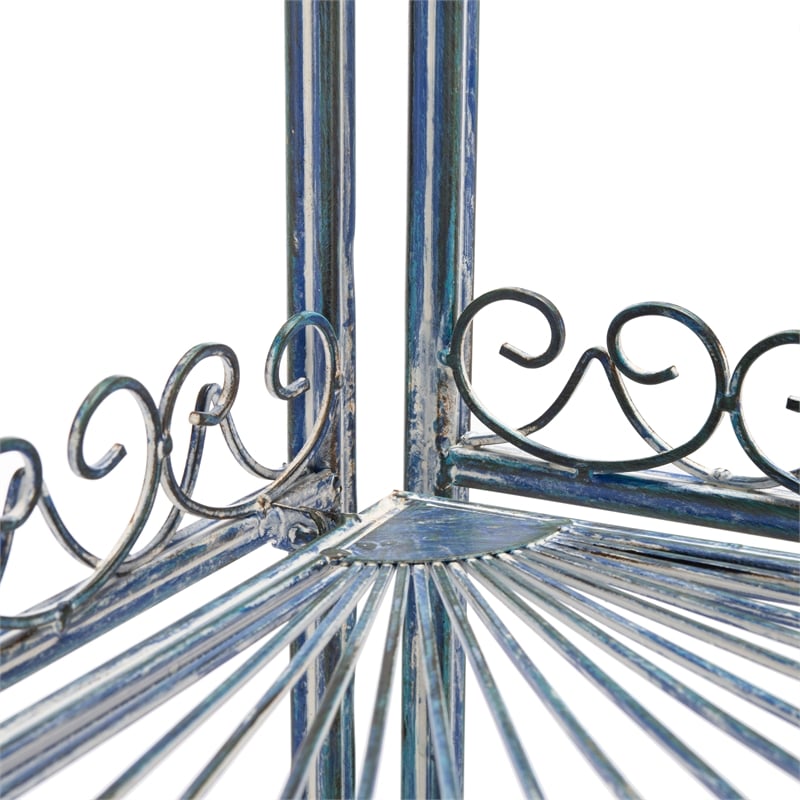 Safavieh Abarrane 4 Tier Iron Corner Shelf in Blue
