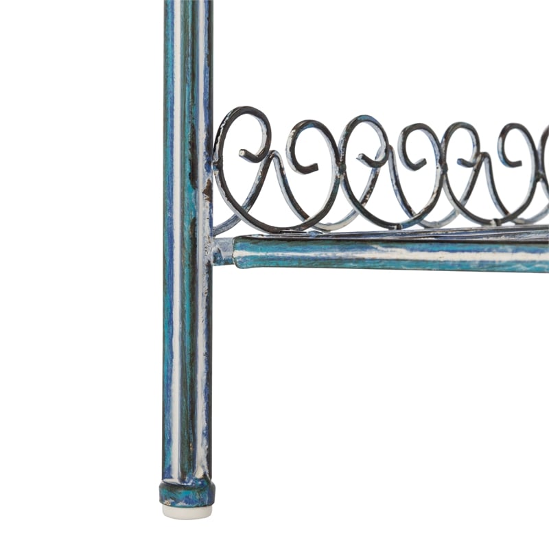 Safavieh Abarrane 4 Tier Iron Corner Shelf in Blue