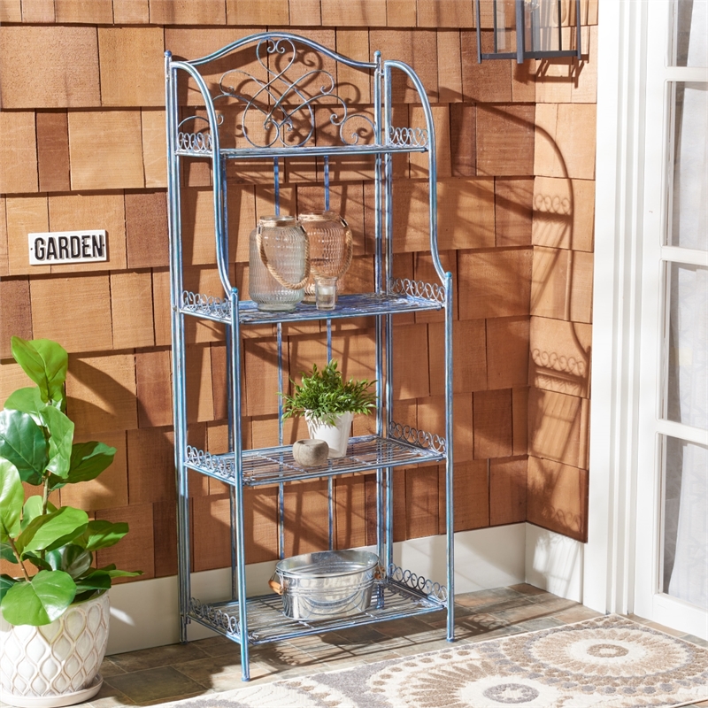 Safavieh Amaris 4 Iron Tier Shelf in Blue