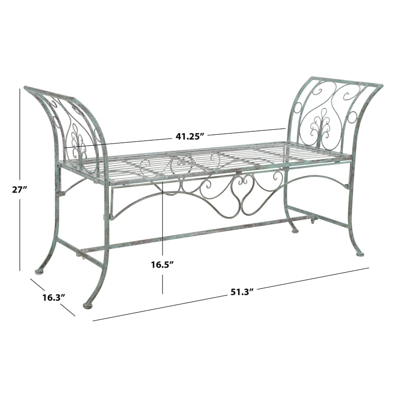 Safavieh Adina Iron Bench in Green