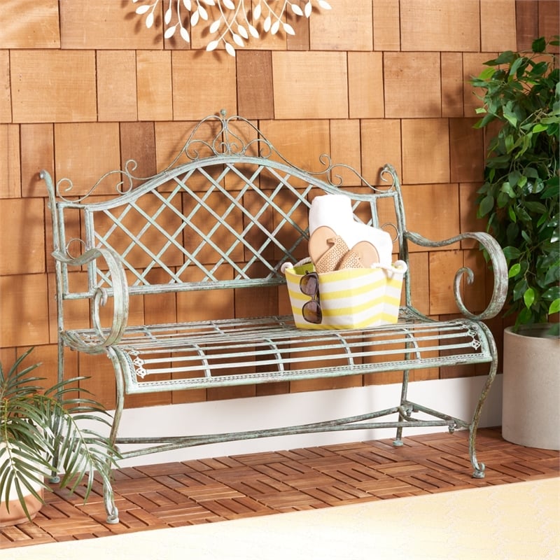 Safavieh Abner Iron Bench in Green