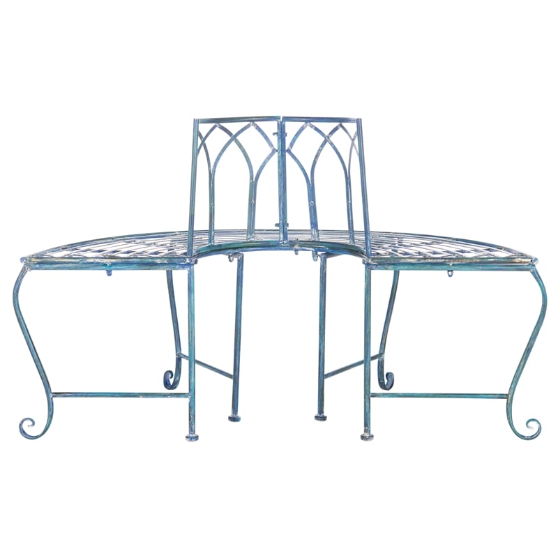 Safavieh Abia Tree Iron Bench in Blue