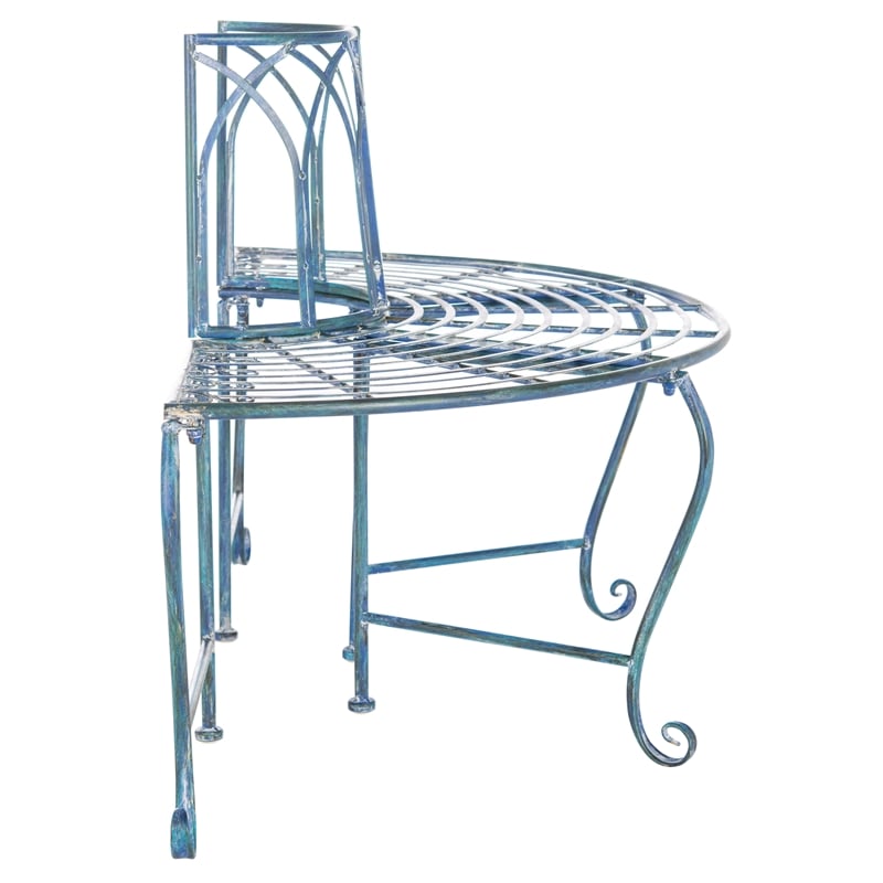 Safavieh Abia Tree Iron Bench in Blue
