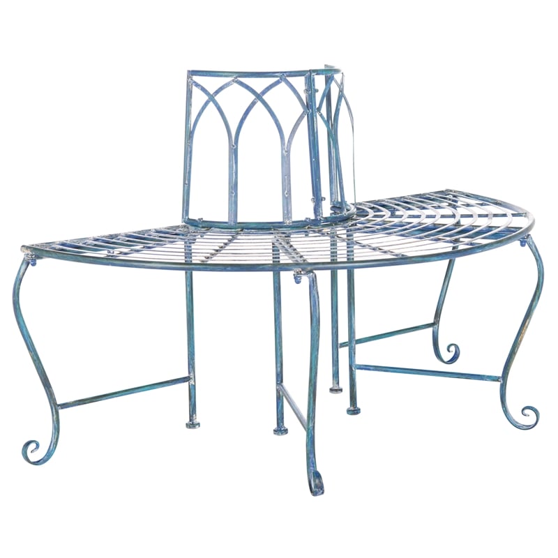 Safavieh Abia Tree Iron Bench in Blue