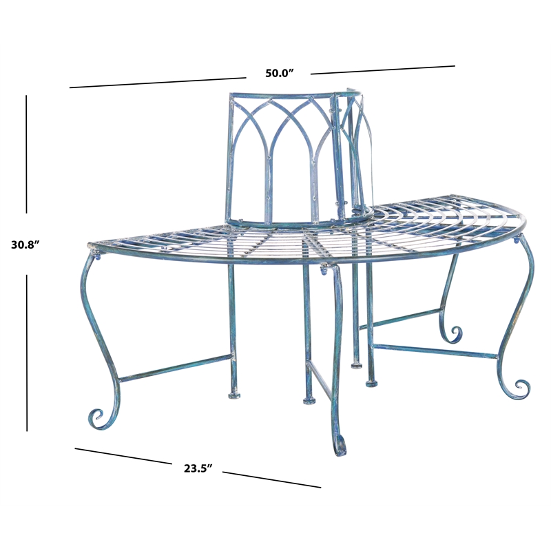 Safavieh Abia Tree Iron Bench in Blue