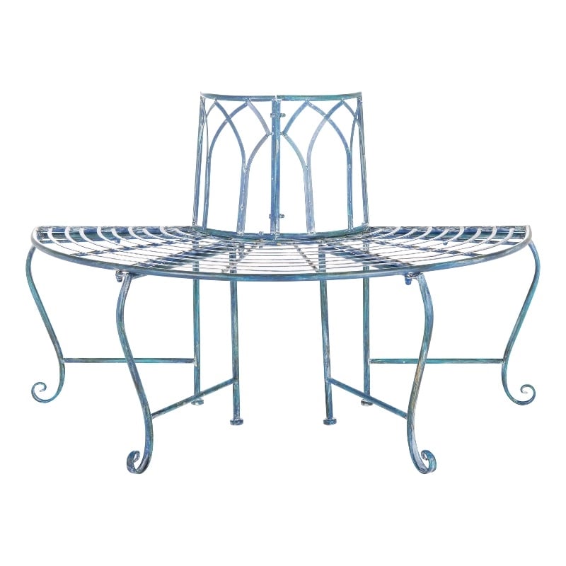 Safavieh Abia Tree Iron Bench in Blue