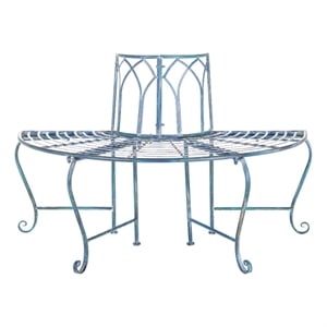 Safavieh Abia Tree Iron Bench in Blue
