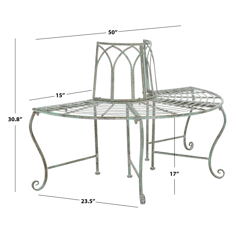 Safavieh Abia Tree Iron Bench in Green