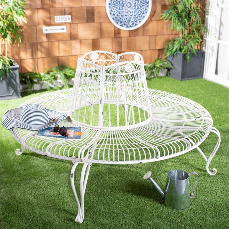 Safavieh Ally Darling Tree Iron Bench in White