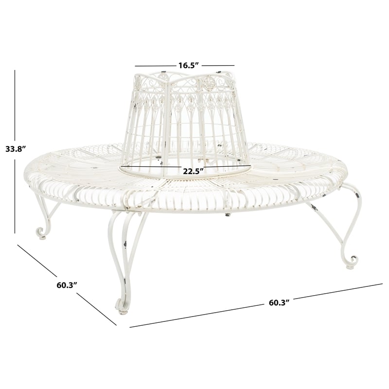 Safavieh Ally Darling Tree Iron Bench in White