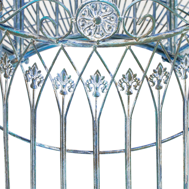 Safavieh Ally Darling Tree Iron Bench in Blue