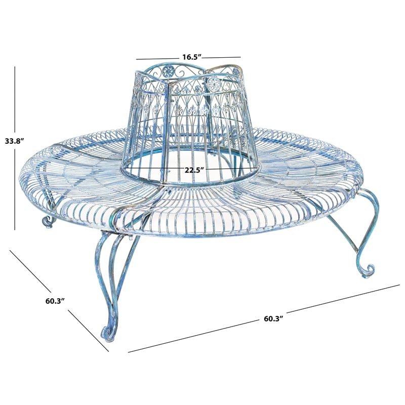 Safavieh Ally Darling Tree Iron Bench in Blue