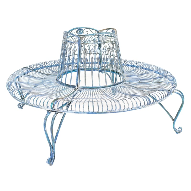 Safavieh Ally Darling Tree Iron Bench in Blue