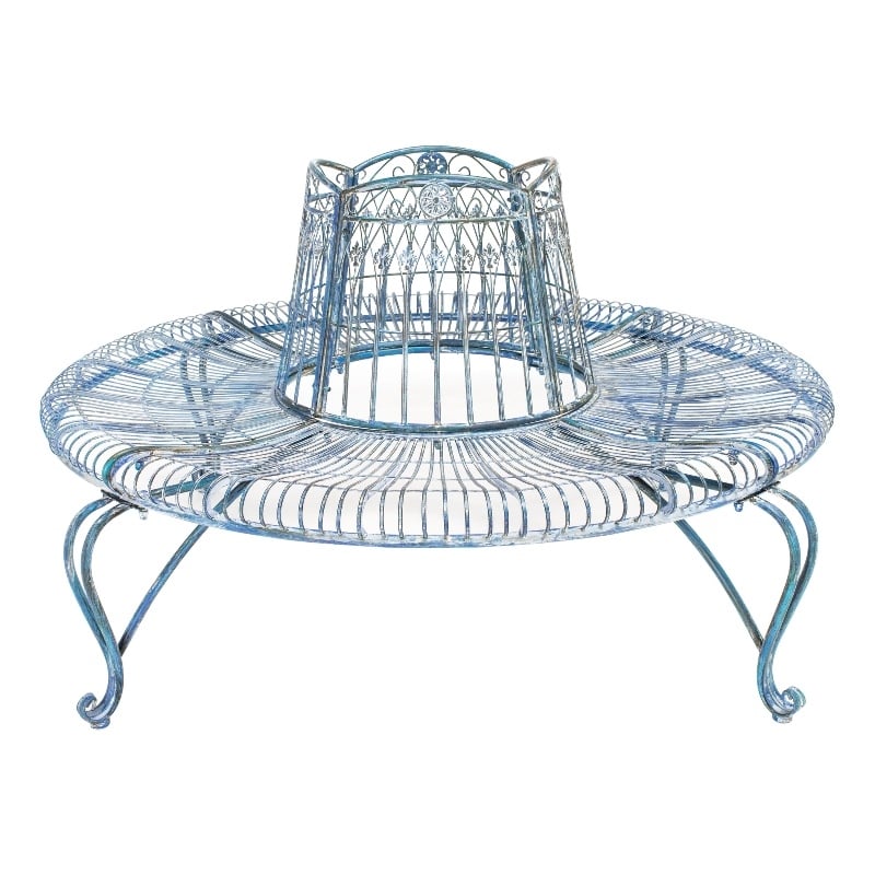 Safavieh Ally Darling Tree Iron Bench in Blue
