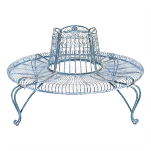 Safavieh Ally Darling Tree Iron Bench in Blue