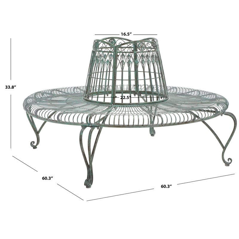 Safavieh Ally Darling Tree Iron Bench in Green