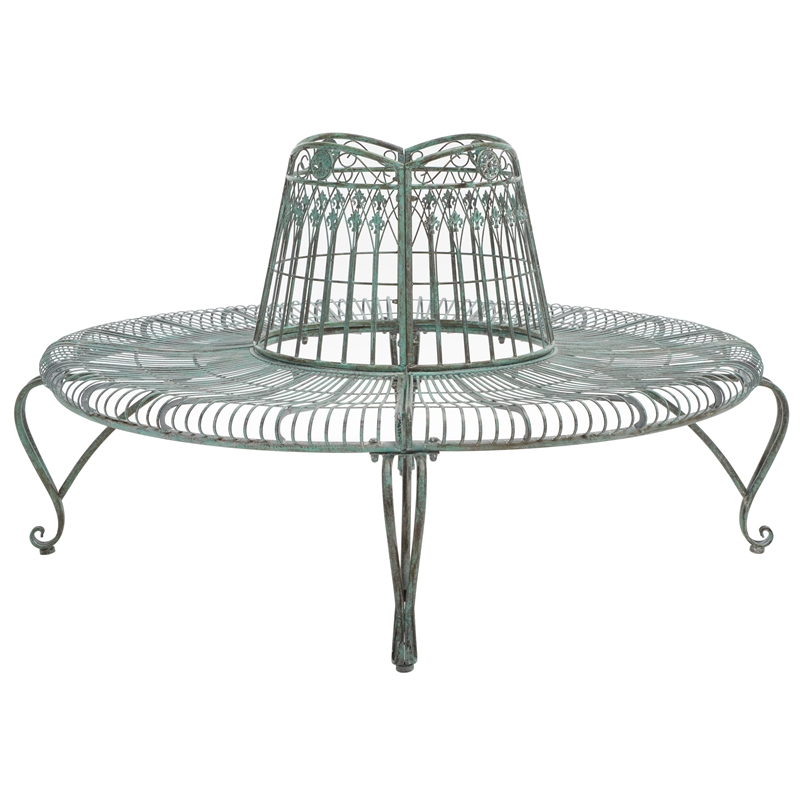 Safavieh Ally Darling Tree Iron Bench in Green