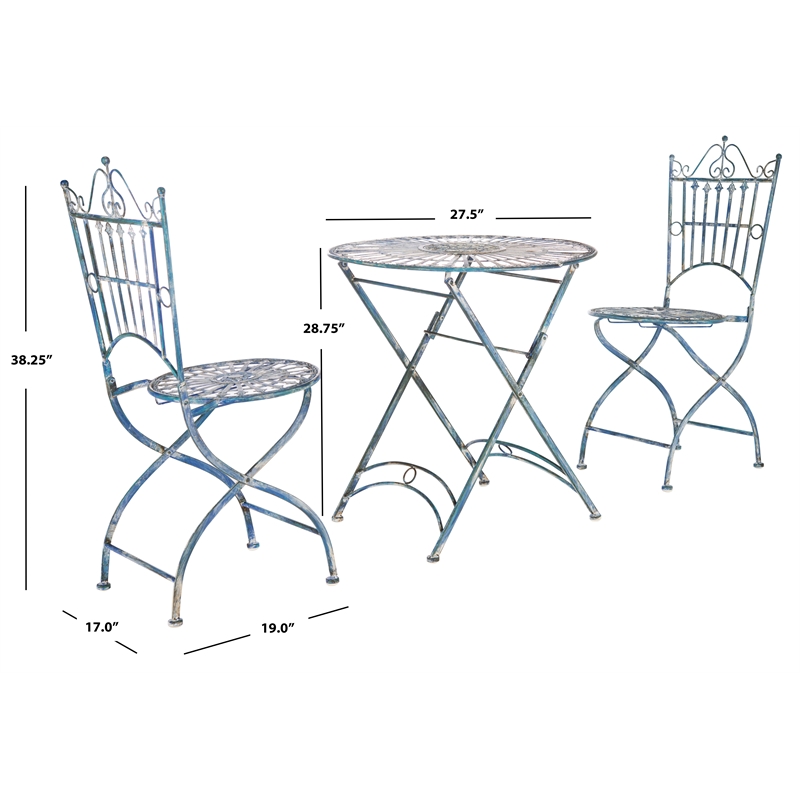 Safavieh Belen Iron Bistro Set in Blue