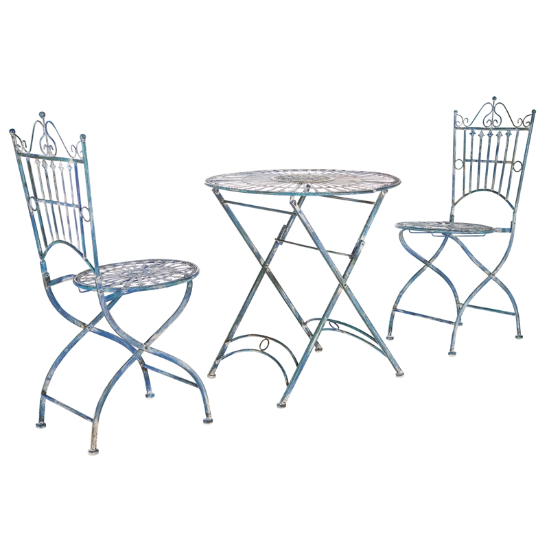 Safavieh Belen Iron Bistro Set in Blue