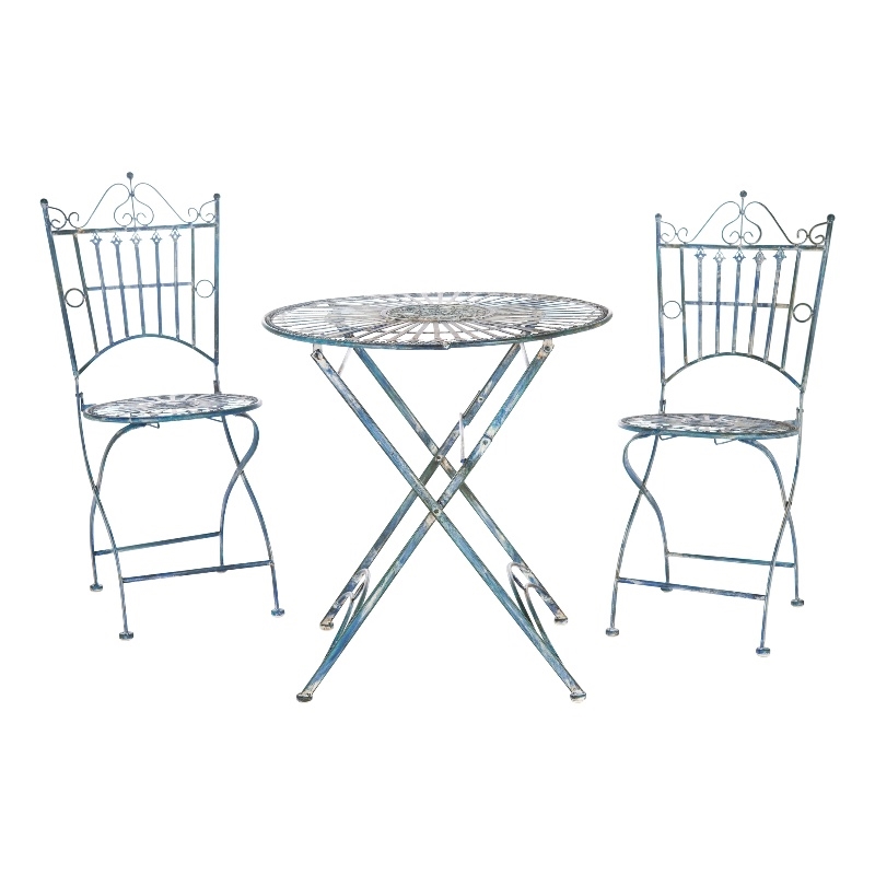 Safavieh Belen Iron Bistro Set in Blue