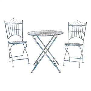 Safavieh Belen Iron Bistro Set in Blue