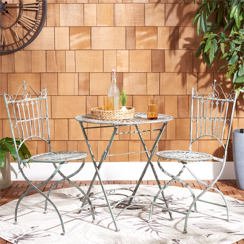 Safavieh Belen Iron Bistro Set in Green