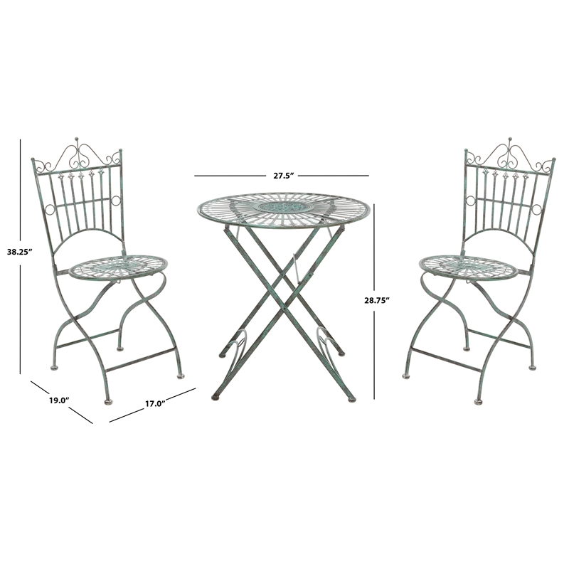Safavieh Belen Iron Bistro Set in Green