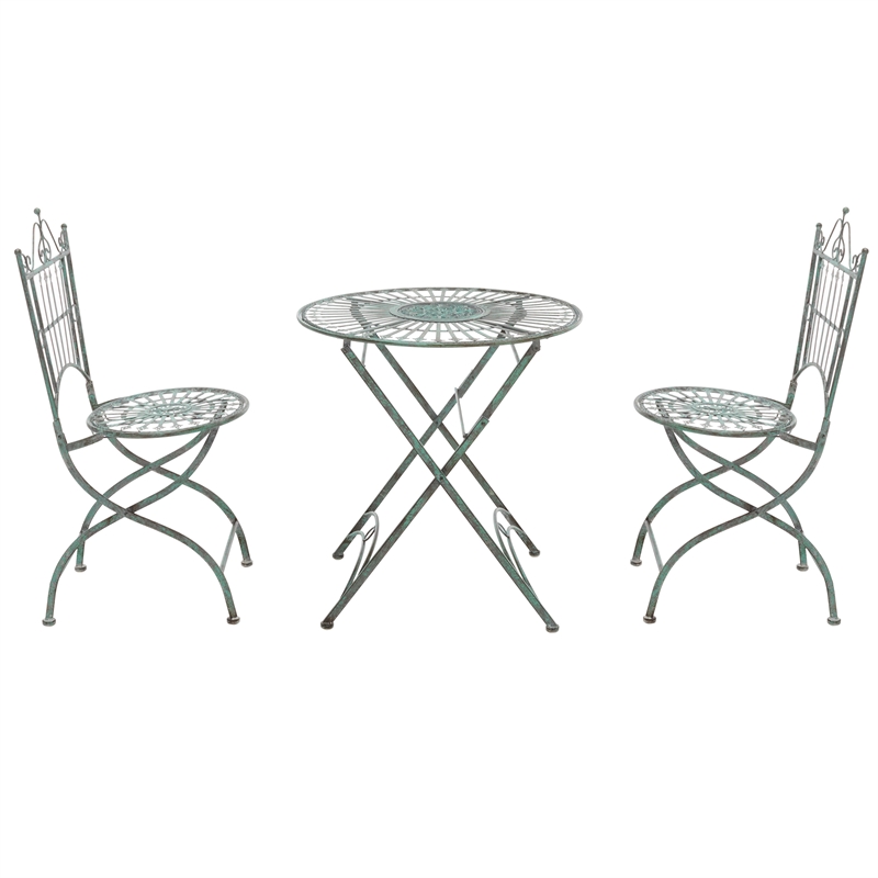 Safavieh Belen Iron Bistro Set in Green